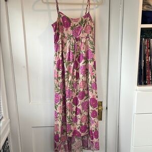 Floral Pink and Purple Maxi Maternity Dress
